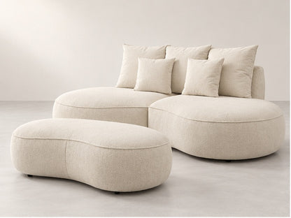 Sainton Curved Sofa and Ottoman Set – 260 cm — Ivory Textured Fabric; generated visualisation