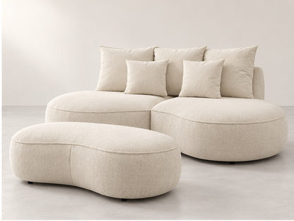 Sainton Curved Sofa and Ottoman Set – 260 cm — Ivory Textured Fabric alternate view; generated visualisation