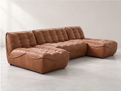 Serelle Panoramic Lounge Sofa – 346 cm — Cognac Leather; generated visualisation
