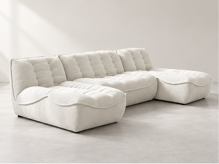 Serelle Panoramic Lounge Sofa – 346 cm — Ivory Textured Fabric; generated visualisation