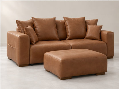 Sidara Sofa and Ottoman Set – 245 cm — Cognac Leather; generated visualisation