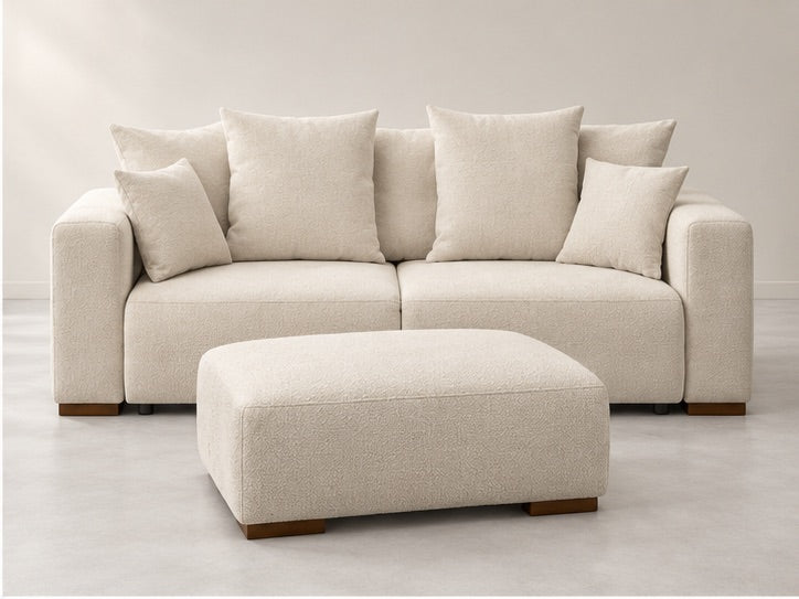 Sidara Sofa and Ottoman Set – 245 cm — Ivory Textured Fabric alternate view; generated visualisation