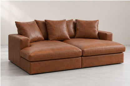 Simeva Extra Deep Lounge Sofa – 224 cm — Cognac Leather; generated visualisation