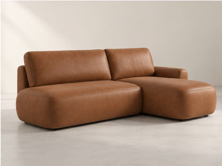 Tavora Soft Chaise Sofa – 234 cm — Cognac Leather; generated visualisation