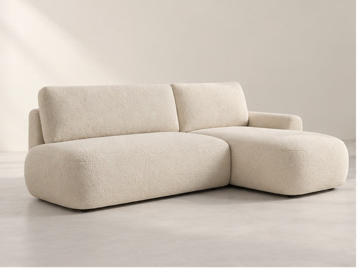 Tavora Soft Chaise Sofa – 234 cm — Ivory Textured Fabric; generated visualisation