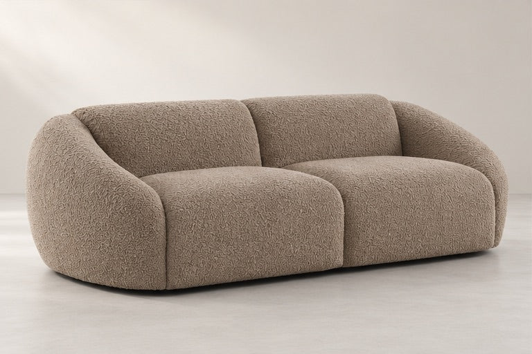 Tivana Curved Arm Sofa – 250 cm — Taupe Bouclé; generated visualisation