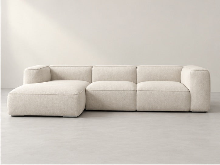 Zevar Low Corner Sofa – 349 cm — Ivory Textured Fabric alternate view; generated visualisation