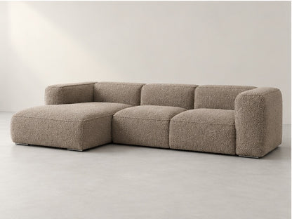 Zevar Low Corner Sofa – 349 cm — Taupe Bouclé; generated visualisation