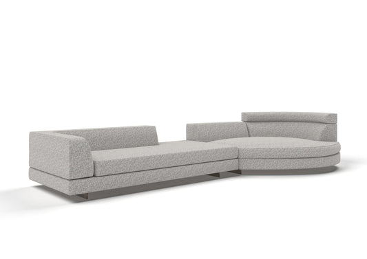 Skyler 3-Seater Fabric Sofa with Curved Chaise