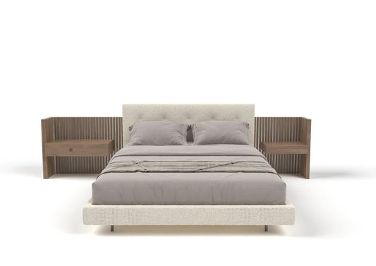 Porto Fabric Bed with Padded Headboard