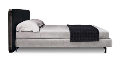 Barddock Fabric Bed with Leather Padded Headboard